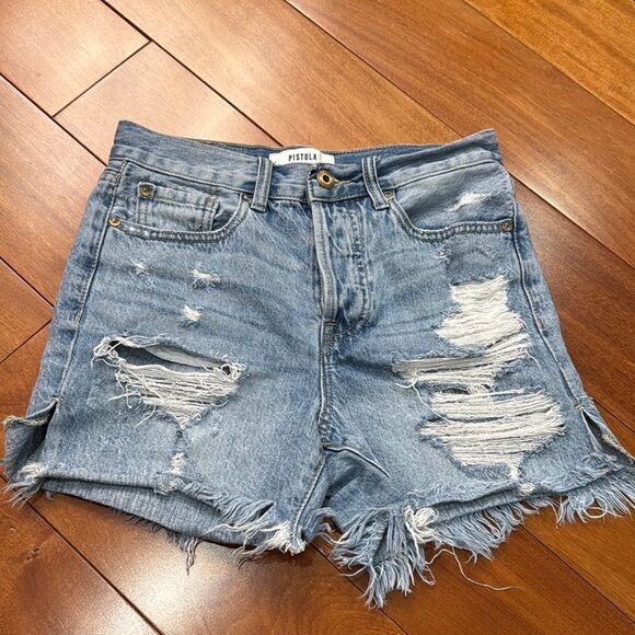 Pistola Distressed Denim Shorts Blue size 25